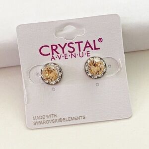 Light Peach Swarovski Crystal Halo Earrings 💎